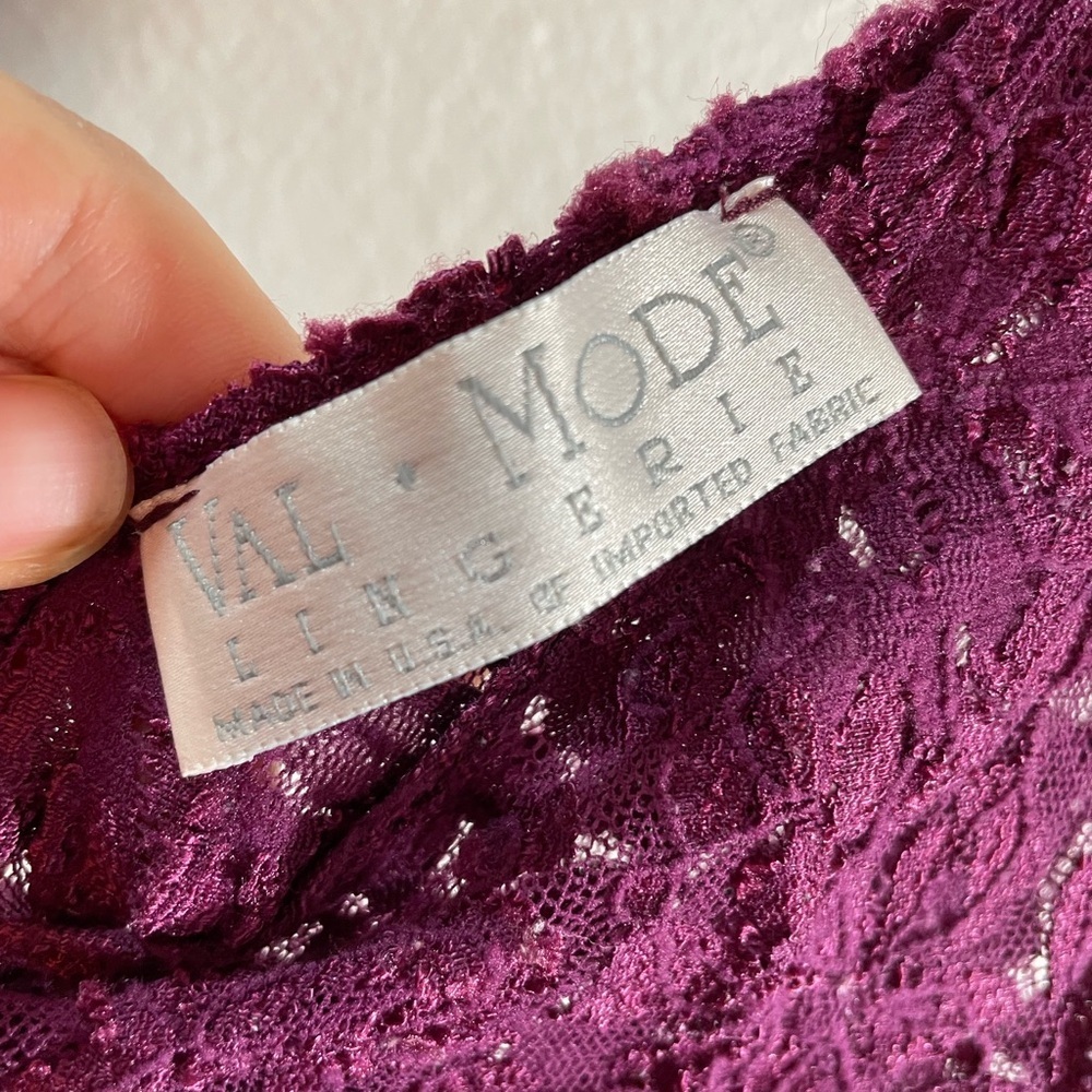 Vintage Val Mode Made in USA Magenta Lace Lingerie Dress Sexy Stretchy Size M/L - Picture 8 of 8